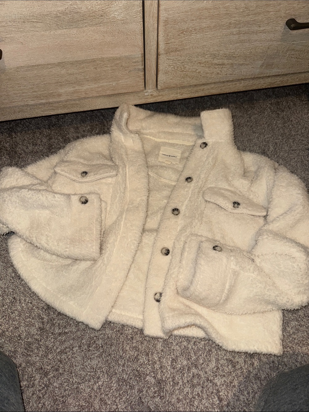 Thread & Supply Cream Sherpa Button Jacket